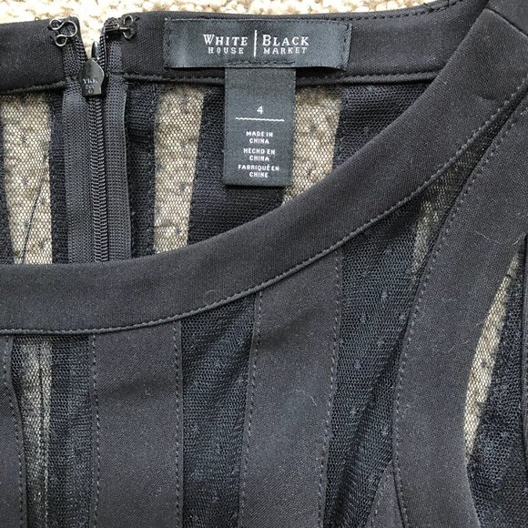 Dobby Mesh Striped Little Black Dress - Picture 9 of 10